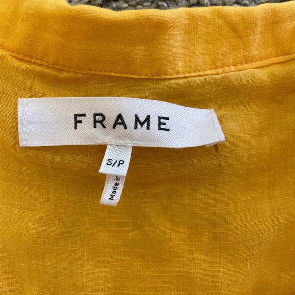 Frame Pleated Long-Sleeve Kaftan Maxi Dress in Yellow Orange Womens Small - Picture 8 of 11